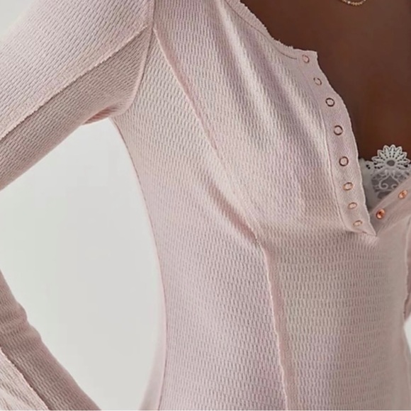 Free People Sloane Body Suit Long Sleeve Light Pink XS - Picture 2 of 5